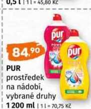 Pur Prostředek k mytí nádobí 1200ml, vybrané druhy