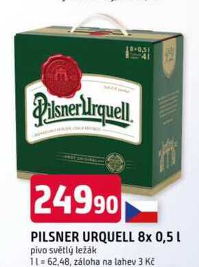 Pilsner Urquell Pivo ležák světlý 8 x 0,5l 