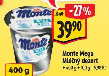 Monte Mega Mléčný dezert, 400 g 