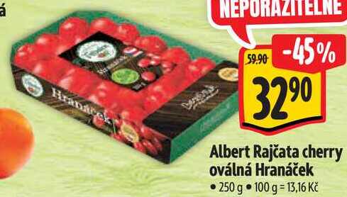 Albert Rajčata cherry oválná Hranáček, 250 g 