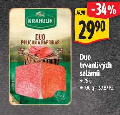 Duo trvanlivých salámů, 75 g
