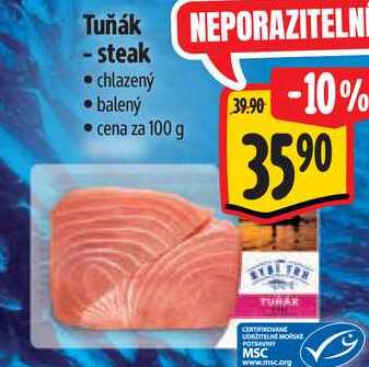 Tuňák - steak, cena za 100 g