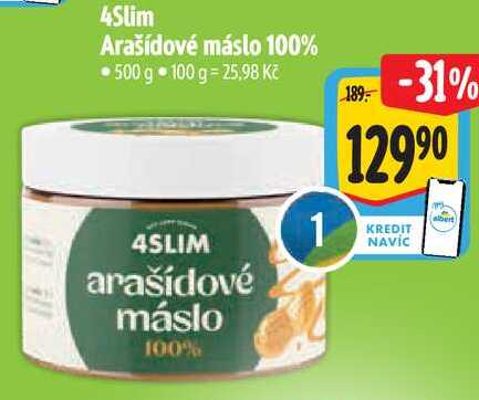 4Slim Arašídové máslo 100%, 500 g 