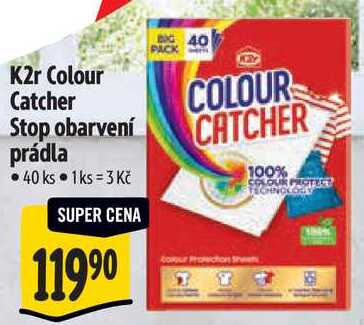 K2r Colour Catcher Stop obarvení prádla, 40 ks 