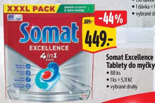 Somat Excellence Tablety do myčky, 88 ks