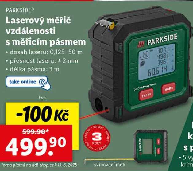 Laserový měřič vzdálenosti s měřicím pásmem