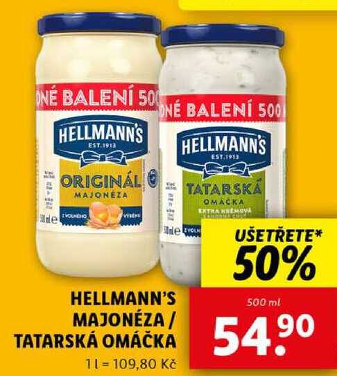 HELLMANN'S MAJONÉZA/TATARSKA OMÁČKA, 500 ml