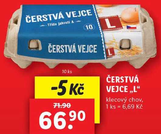 ČERSTVÁ VEJCE ,,L“ klecový chov, 10 ks 