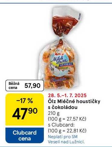 Ölz Mléčné houstičky s čokoládou, 210 g 