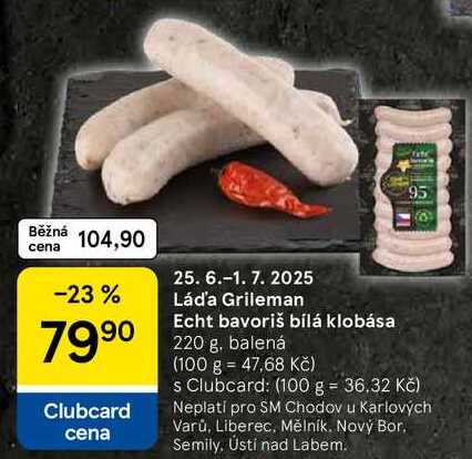 Láďa Grileman Echt bavoriš bílá klobása, 220 g, balená 