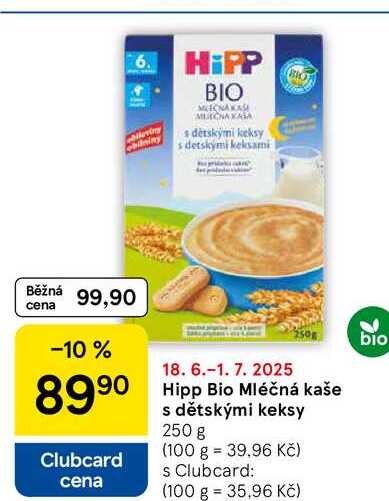 Hipp Bio Mléčná kaše s dětskými keksy, 250 g