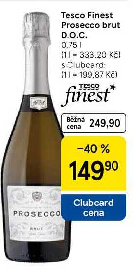 Tesco Finest Prosecco brut D.O.C., 0,75 l