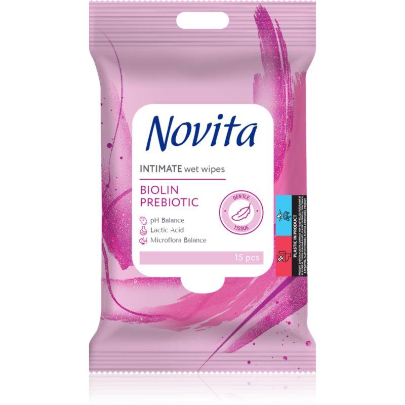 NOVITA Intimate Biolin Prebiotic vlhčené ubrousky na intimní hygienu 15 ks