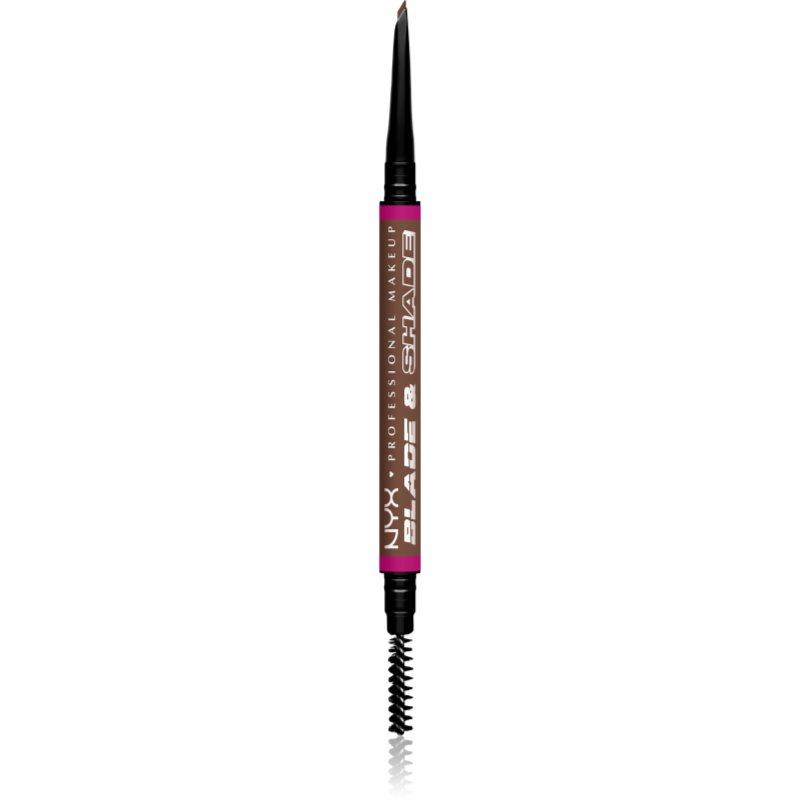 NYX Professional Makeup Blade & Shade tužka na obočí s kartáčkem odstín 08 Chocolate g