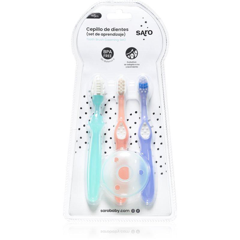 Saro Baby Toothbrushes zubní kartáčky pro děti +6m 3 ks