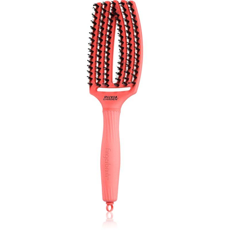 Olivia Garden Fingerbrush Boar & Nylon kartáč na vlasy s nylonovými a kančími štětinami Red Confidence 1 ks