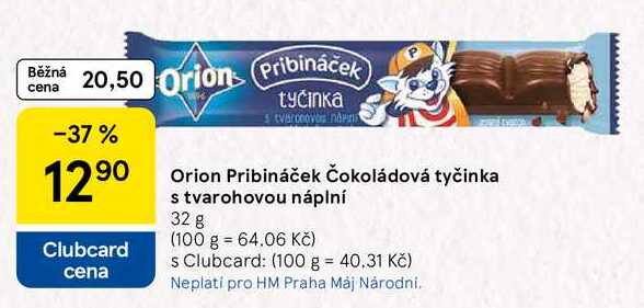 Orion Pribináček Čokoládová tyčinka s tvarohovou náplní, 32 g 