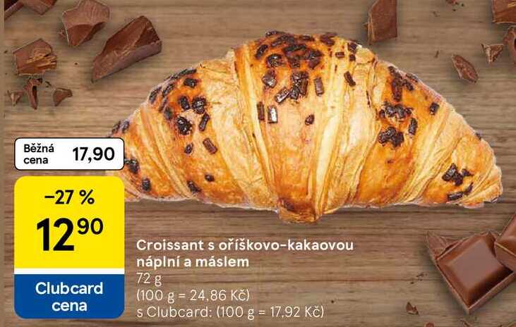 Croissant s oříškovo-kakaovou náplní a máslem, 72 g 