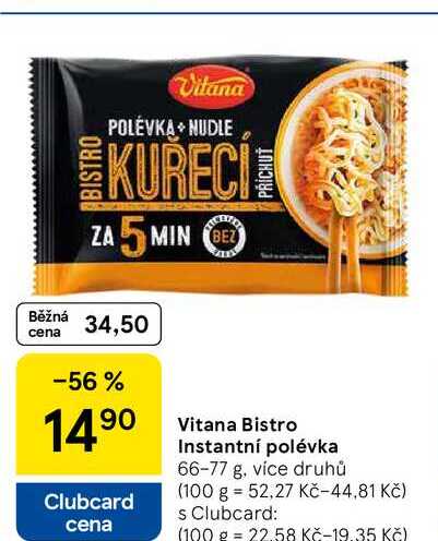 Vitana Bistro Instantní polévka, 66-77 g, více druhů  