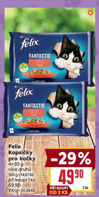 Felix Kapsičky pro kočky 4× 85 g  