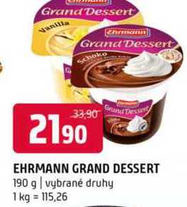 Ehrmann grand dessert 190g, vybrané druhy
