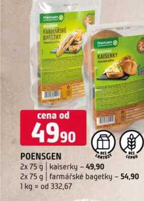 Poensgen 2x 75 g kaiserky 2x 75 g farmářské bagetky 