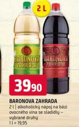 Baronova zahrada 2l alkoholický nápoj na bázi ovocného vina se sladidly vybrané druhy