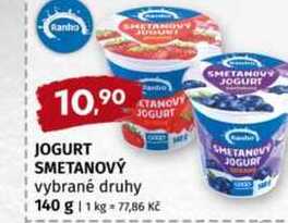 Smetanový jogurt 140g, vybrané druhy