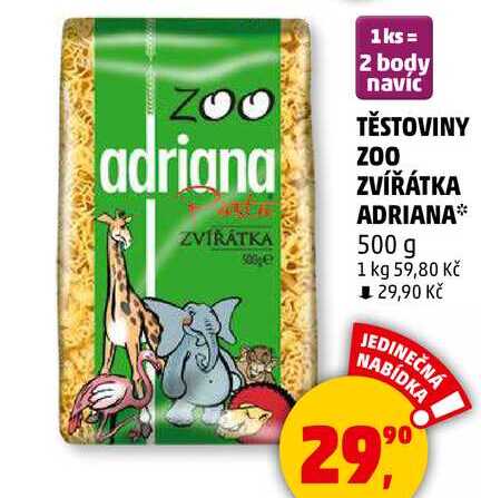 TĚSTOVINY ZOO ZVÍŘÁTKA ADRIANA, 500 g 