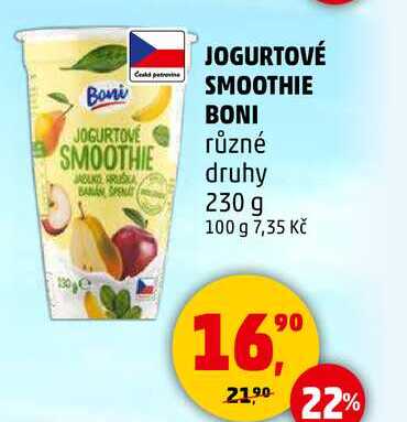 JOGURTOVÉ SMOOTHIE BONI různé druhy, 230 g