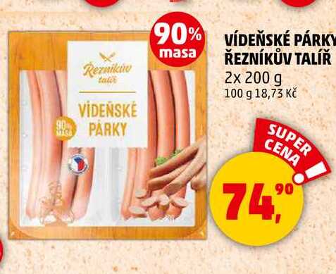 VÍDEŇSKÉ PÁRKY ŘEZNÍKŮV TALÍŘ, 2x 200 g  