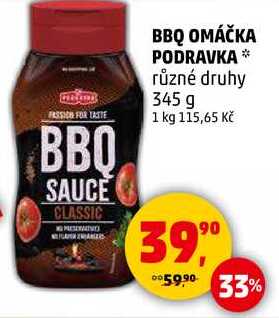 BBQ OMÁČKA PODRAVKA různé druhy, 345 g