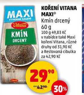 KOŘENÍ VITANA MAXI Kmín drcený, 60 g 
