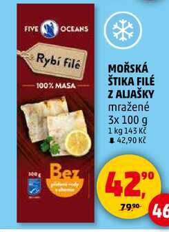 MOŘSKÁ ŠTIKA FILÉ Z ALJAŠKY mražené, 3x 100 g 