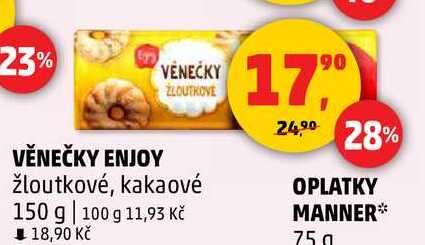 VĚNEČKY ENJOY žloutkové, kakaové, 150 g  