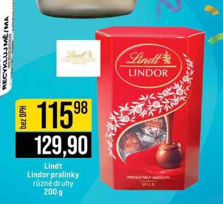 Lindt Lindor pralinky různé druhy 200 g 