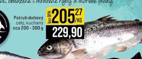 Pstruh duhový cely, kuchaný cca 200-300 g