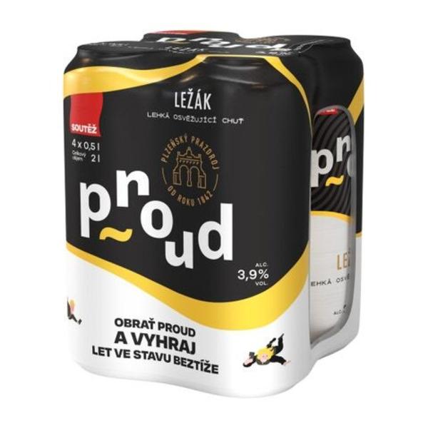 Proud pivo ležák světlý 4×0,5 l plech