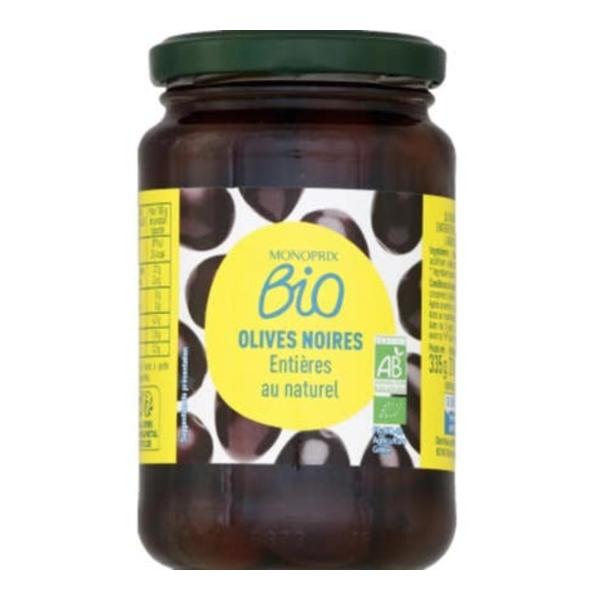 Monoprix Bio organické celé černé olivy