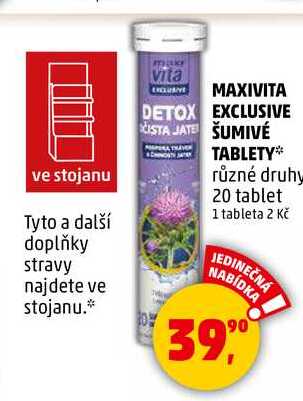 MAXIVITA EXCLUSIVE ŠUMIVÉ TABLETY různé druhy, 20 tablet 