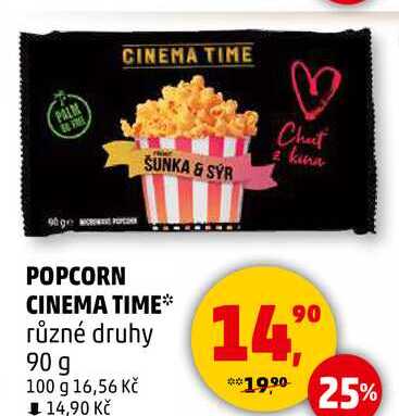 POPCORN CINEMA TIME různé druhy, 90 g 