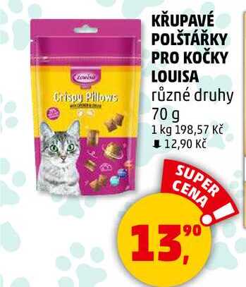 KŘUPAVÉ POLŠTÁŘKY PRO KOČKY LOUISA různé druhy, 70 g 