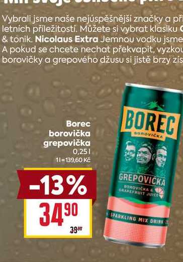 Borec borovička grepovička 0,25l
