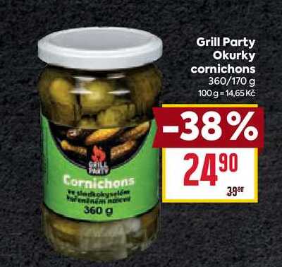 Grill Party Okurky cornichons 360/170 g