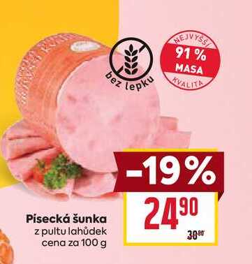Písecká šunka z pultu lahůdek cena za 100 g 