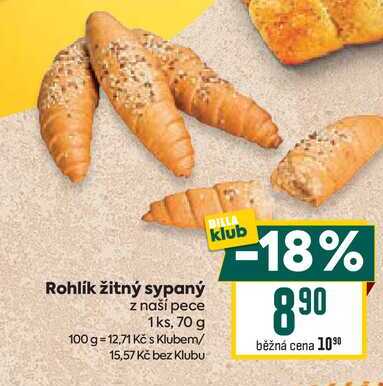 Rohlík žitný sypaný z naší pece 1ks, 70 g 