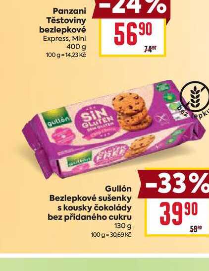 Gullón Bezlepkové sušenky s kousky čokolády bez přidaného cukru 130 g