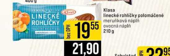 Klasa linecké rohlíčky polomáčené meruňková náplň ovocná náplň 210 g 