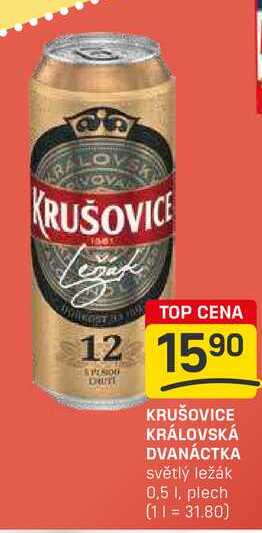 KRUŠOVICE KRÁLOVSKÁ DVANÁCTKA světlý ležák 0,5l, plech 