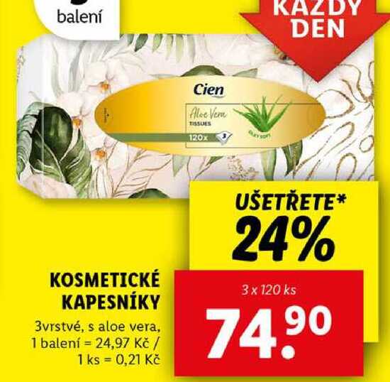 KOSMETICKÉ KAPESNÍKY, 3x 120 ks 